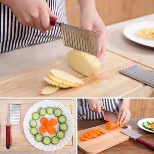 1PCS 2016 New Stainless Steel Potato Chip Dough Vegetable Crinkle Wavy Cutter High Quality Slicer Fruits Knife Food