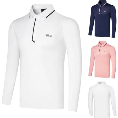 Autumn and winter golf clothing mens long sleeve T-shirt breathable quick drying sports leisure top bead fabric polo shirt