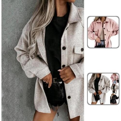 Turn-down Collar Stylish Long Sleeve Belt Autumn Coat Thick Jacket Solid Color for Outdoor