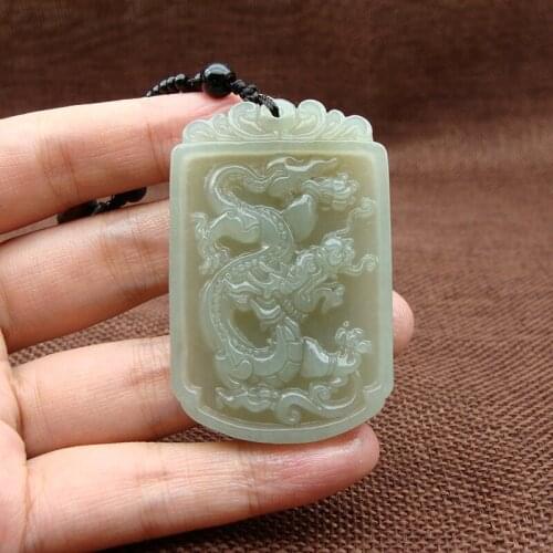 CYNSFJA Real Certified Natural Hetian Mens Charms Amulets Dragon Jade Pendant High Quality Carved Fine Jewelry Best Gifts