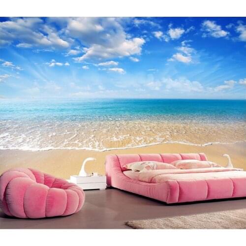 Custom photo wallpaper 3d mural wallpaper Mediterranean mural HD Seascape Beach Landscape wallpaper Living Room TV Backdrop wall