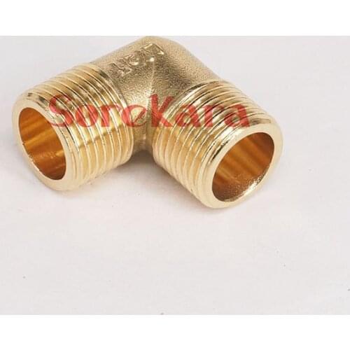 LOT 2 Brass ELbow Pipe fitting Connector Coupler 90 Deg 1/2" BSP male to 1/2" BSP male Thread for water fuel Pipe joint
