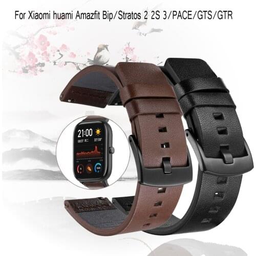 20m 22mm Fashion Genuine Leather Watch Band Strap for Xiaomi Huami Amazfit Bip GTS GTR Youth Replacement Wrist band strap new