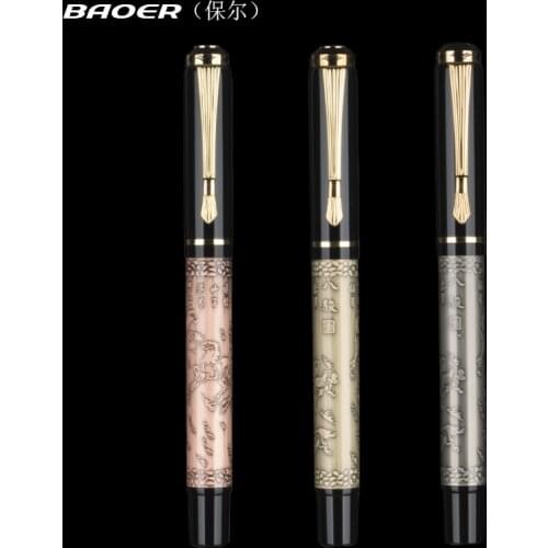 Luxury baoer 507 "The Eight Horse" Bronze Carving Nib Fountain Pen stationery school office writing metal ink pens for gift