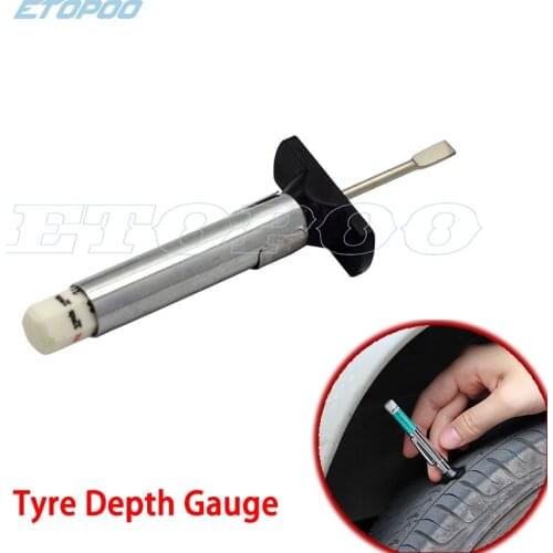 Car Tyre Measuring Pen Color Coded Universal Tyre Tread Depth Measuring Tool Cylindrical 25mm Depth Gauge