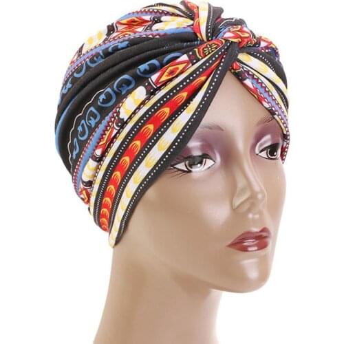 New Fashion Bohemian Style Cotton Cap Printed Twisted Hat European And American Ethnic Style Ladies Headscarf Hat