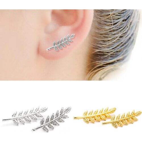 Cute romantic leaf clip earrings for women alloy nickel free jewelry accessories fj662