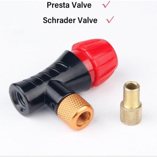 Bicycle CO2 Inflator Portable Presta Schrader Valve Head Compatible Thickened Explosion-Proof Fits Any Threaded Cartridge
