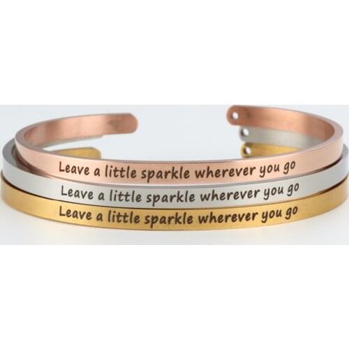 Engraved Leave a little wherever you go Exquisite Bangle Rose Gold Stainless Steel Women Bracelets Jewelry 2019 New Dropshipping