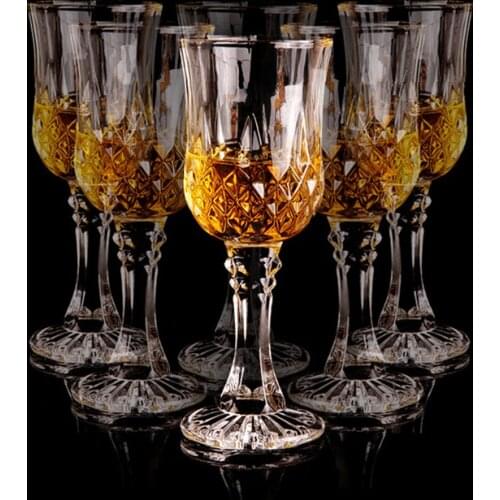 2PCS European Luxury Retro Carved Crystal Glass Goblets Wine Cup Champagne Flutes Cocktail Drinking Bar Restaurant Home Tools