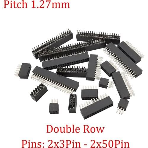 20Pcs/Lot 1.27mm Double Row 2x3Pin - 2x50Pin Pin Header PCB Board Female Socket Connector Pitch 1.27 mm Pinheader Strip Adapter