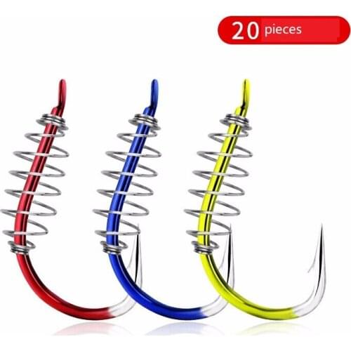 20pcs High Carbon Steel Spring Fish Hook Barbed Fish Tackle Swivel Carp Swivel Explosion Hooks Jig Fly Fishing Hooks