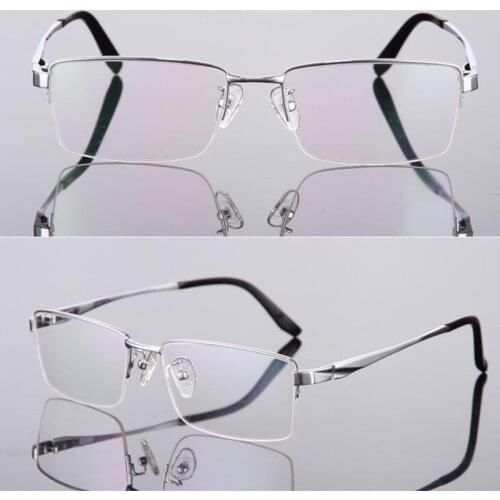 2021 New Classic Pure Titanium Half-rimless Myopia Silver Spectacle Eyeglasses Oculos De Grau Light Business Glasses Frame 53mm