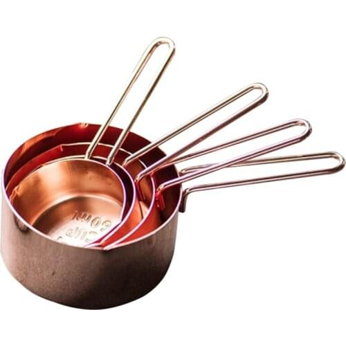 4Pcs Stainless Steel Measuring Cups Sturdy Metal Measuring Cups Baking Cooking Utensils for Dry and Liquid