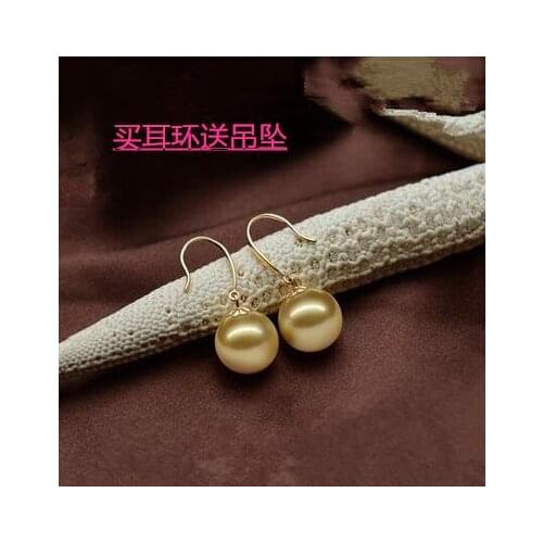 925 real natural big Nanyang natural mother of Pearl Beads Earrings light round pearl earrings Jinzhu 925 Tremella hook