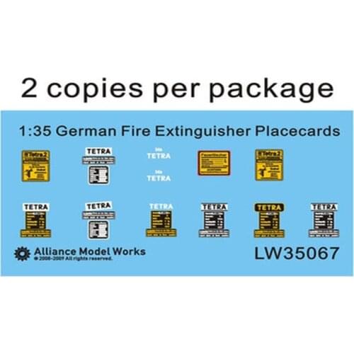 AM-WORKS LW35067 1/35 WWII German Fire Extinguisher Placecards - Upgrade Detail Set