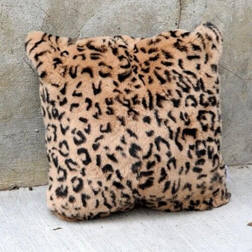Free Shipping CX-D-100B Fashion Leopard Handmade Soft Rex Rabbit Fur Cushion Cover ~ DROP SHIPPING