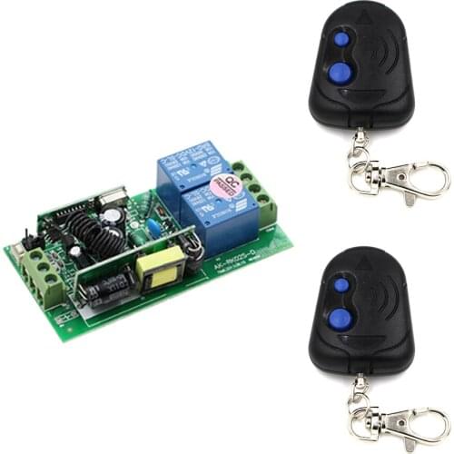 85V 110V 220V 250V 2CH RF Wireless Remote Control Switches 315mhz 433mhz with Learning Button Jog Self-lock Inter-lock