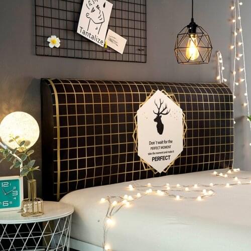 Nordic Black Plaid Elastic Bedside Cover Dust Cover Full Enclosed Elastic Dust-proof Bed Head Cover/ Protective Cover