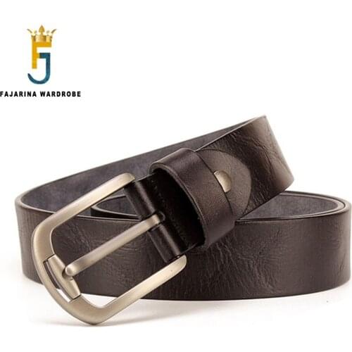 FAJARINA Mens Top Quality Solid Cowskin Belts Men‘s Cow Genuine Leather Retro Alloy Pin Buckle Metal Belt for Men 3.8cm N17FJ898
