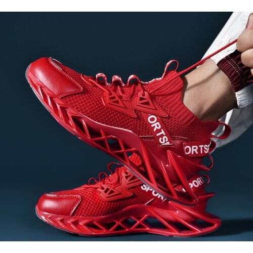 Summer Weaving Men Blade Sport Sneakers Fashion Red Bottom Shoes for Men Breathable Sock Sneakers Man Damping zapatillas deporte