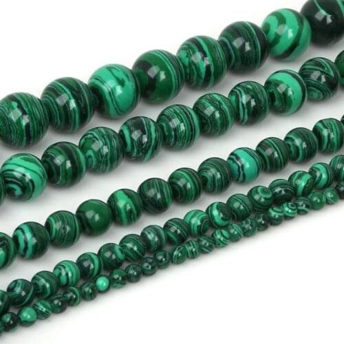 High Quality 4/6/8/10/12mm synthesis Malachite Round Loose Bead Natural Stone Beads For DIY Bracelet Necklace Jewelry Findings