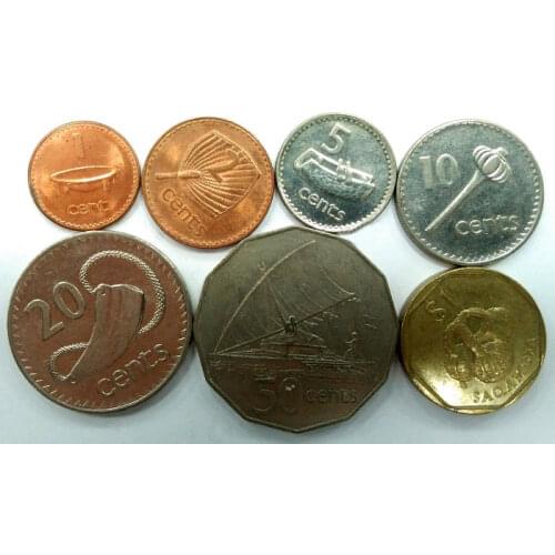 Fiji Coins 1 Set 7 Pieces Coins Old Original Coin Collectible Edition Real Rare Commemorative Random Year