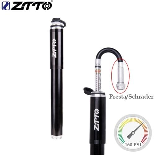 ZTTO Mini High Pressure Handle Bicycle Pump 160PSI Schrader Presta Valv Bike Tire Ball Inflator Air Pump With Gauge Accessaries