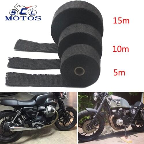 Sclmotos-5 10 15M Thermal Tape Exhaust Pipe Header Heat Resistant Wrap Tape with Steel Ties Car Motorcycle Intake Parts Racing