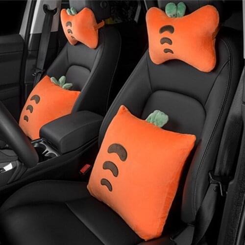 JINSERTA Cute Animal Design Car Headrest Pillow Lumbar Support Pillow Auto Seat Back Cushion Cover for Universal Car Accessories