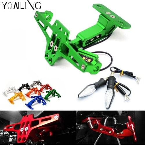 Motorcycle Adjustable Angle license plate frame equipped steering lamp license plate for Kawasaki Z1000SX ER6N/F ninja 250R 300