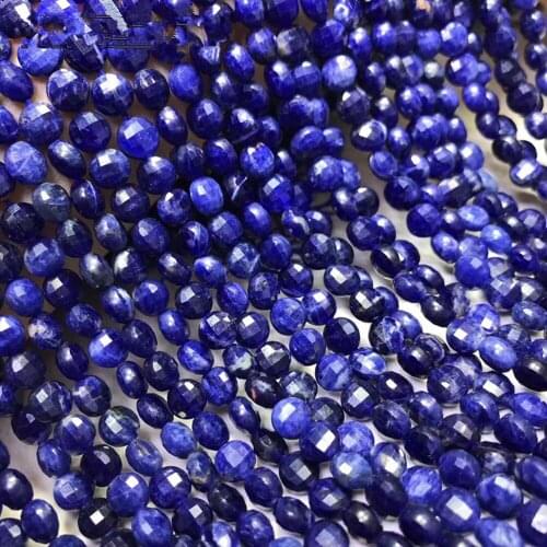 SAPPHIRE BLUE coin FACETED loose beads 6*4mm nature for making jewelry necklace 40CM FPPJ wholesale