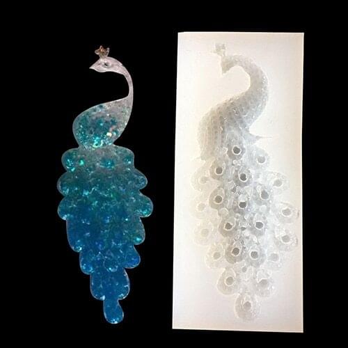 1 PCS Peacock Shape Silicone Mold For Hair Ring Clay Fondant Cake Baking Tools moldes para reposteria moldes de silicone