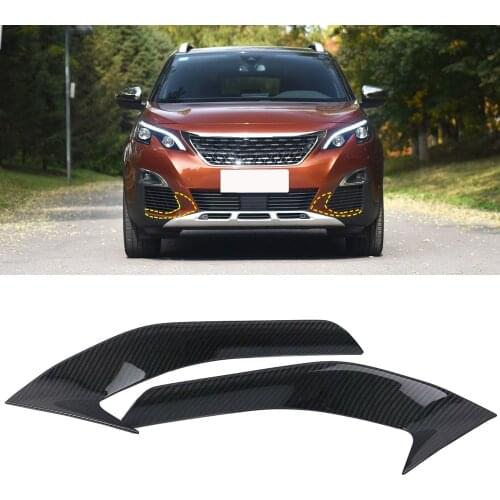 Car Styling 2PCS ABS Front Side Grille Outer Molding Cover Trim for Peugeot 3008 GT II 2017 2018 2019 2020