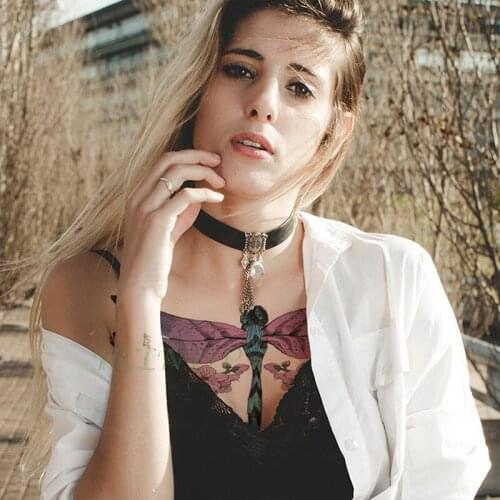 Waterproof Temporary Tattoo Sticker color dragonfly flower big Fake Tatoo Breast Chest Back Belly Flash Tatto For Women Girl