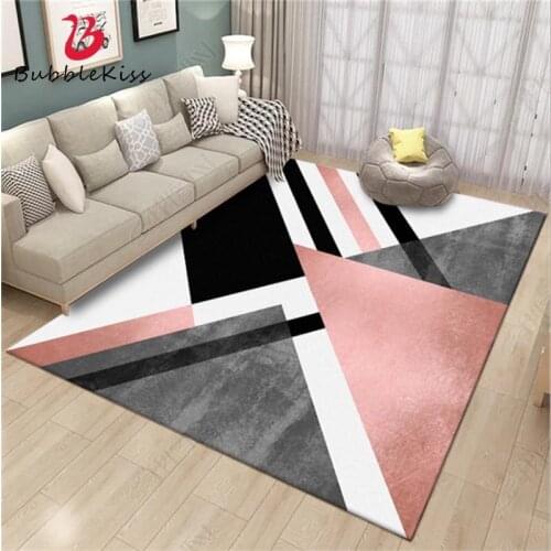 Bubble Kiss Nordic Style Pink Geometric Pattern Rugs Home Large Size Bedroom Decor Carpets Customized Kids Room Floor Mats
