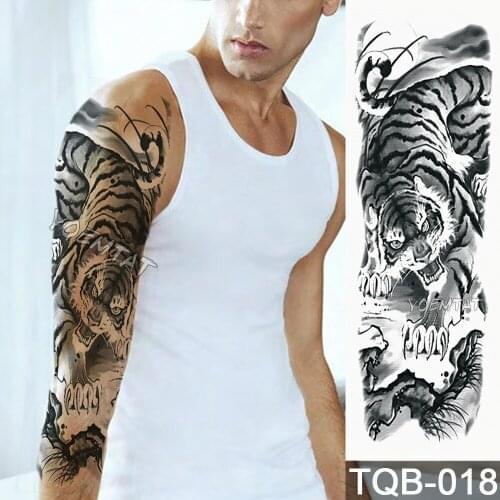 5 Pieces Full Arm Temporary Tattoo Sticker Tigers Dragon Wolf Flower Water Transfer Tatoo Body Art Large Sleeve Fake Tattoo