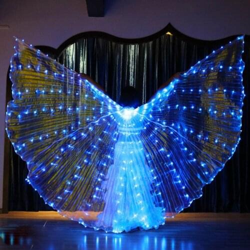 Women LED Light Isis Wings Bright And Stunning Belly Dancing Costumes 360 Degree Sticks Dancing Supplies Props