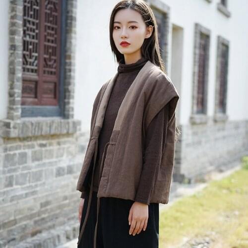Women winter Patchwork Cotton Linen Vest Waistcoat Female Sleeveless Coat Outerwear Ladies Loose Padded Vests 2019 Short Coat