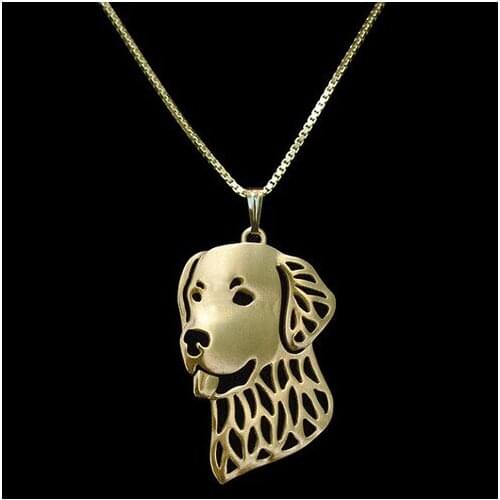 Golden Retriever necklace dog pendant jewelry golden colors plated