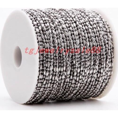 1.5/2/2.4/3/3.2mm 50/100pcs/Lot DIY Round Ball Bead Chain Necklace Silver Color Stainless Steel Finding Pendant Choker 16-40"