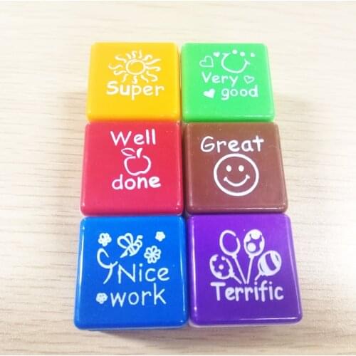 1Set Childrens Award Sealing Kids Favors Inkpad Student Stationery Encouragement Seal Encourage Stamp Self-Inking