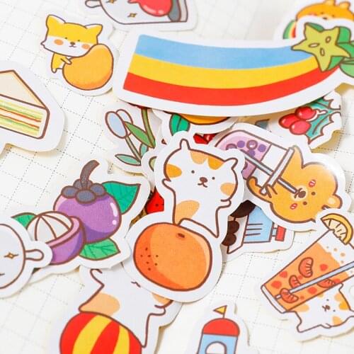 1 Pack (40 pcs stickers) Kawaii Cat Dog Penguin Little World Stickers DIY Diary Decorative Sticker Label