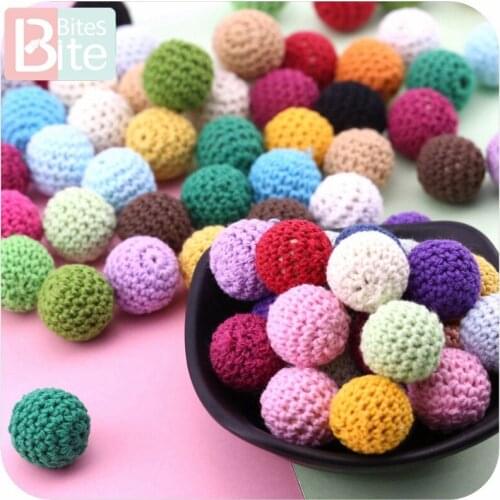 Bite Bites 10pcs 16mm Wooden Crochet Beads Baby Teether Knitting Beads Wooden Blank ChildrenS Goods Crib Sensory Diy Necklace