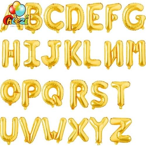 16inch Gold Silver Rosegold A - Z Letter Balloon Baby Birthday For Wedding Party Decoration Supplies Aluminum Foil Balloons
