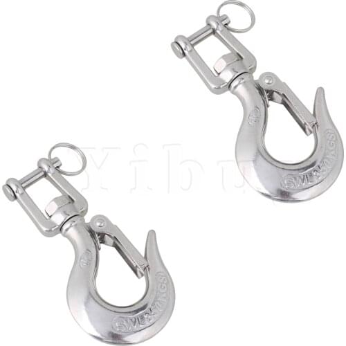 2x Stainless Steel Silver Swivel Lifting Chain Hooks Working Load 350KG