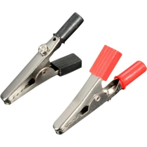2Pcs Alligator Clips Clamp to 4 mm Banana Female Jack Test Adapter Red Black