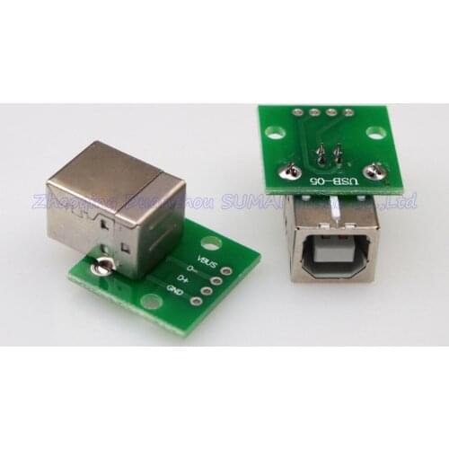20pcs USB to DIP adapter board female socket B-type square port printer interface