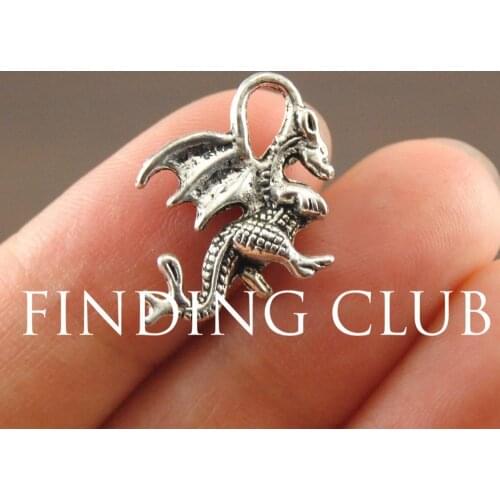 30 pcs Silver Color Medieval Dragon Charm DIY Metal Bracelet Necklace Jewelry Findings A1117