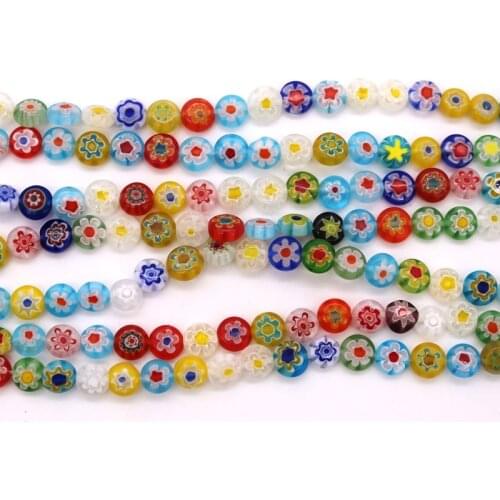 Hot Sale 46pcs 8mm Mix Colors Millefiori Glass Beads For Jewelry Making Craft Bracelet DIY Beads Handmade Flower Lampwork Beads